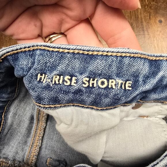 American Eagle "Hi-Rise Shortie" Destructed Distressed Jean Shorts | Size 4 - Picture 9 of 10